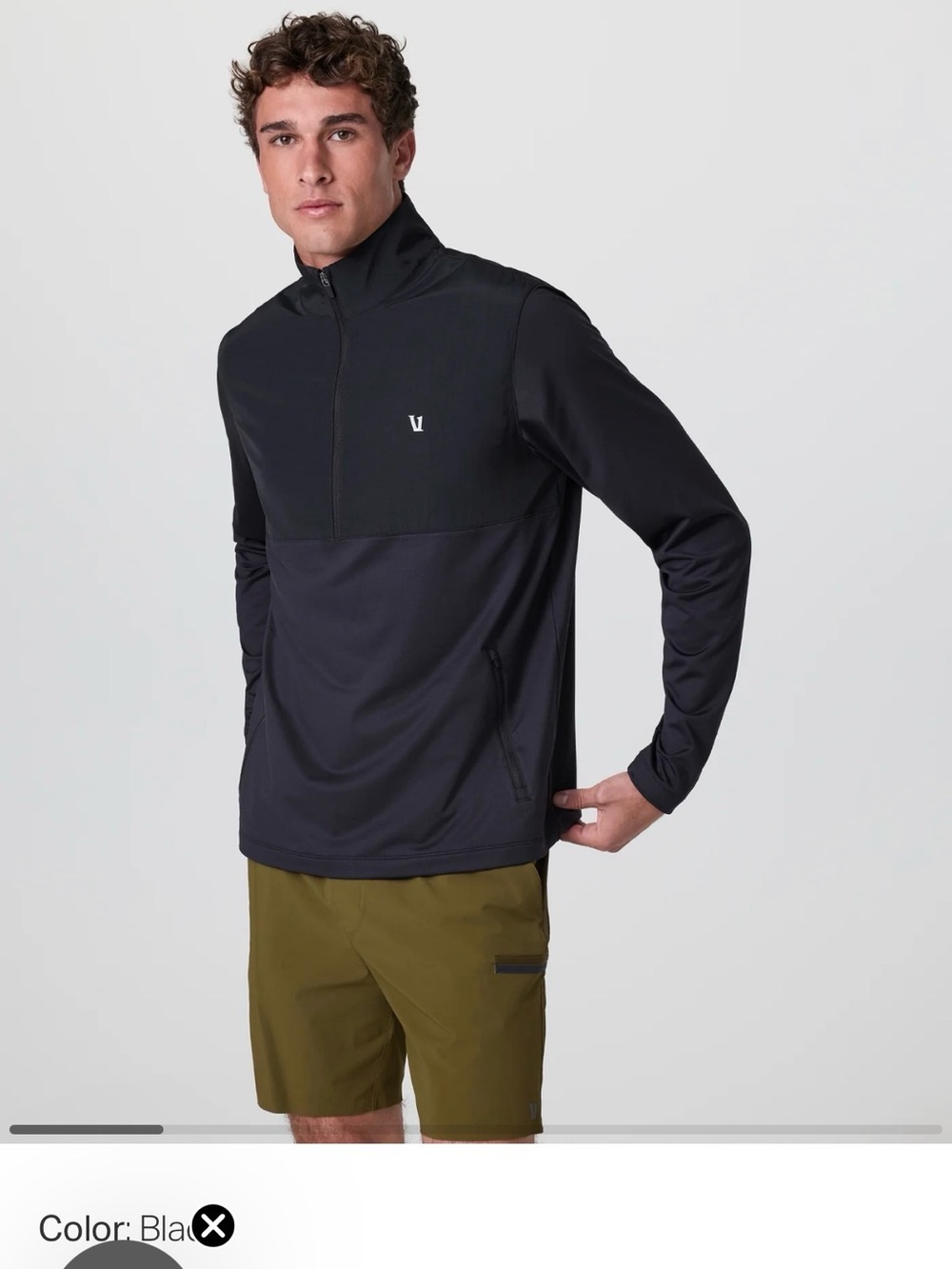 Vuori Men's Black Half-Zip Lightweight Pullover